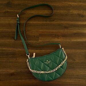Kate Spade Carey Green Smooth Quilted Leather Zip Top Crossbody Bag NWOT